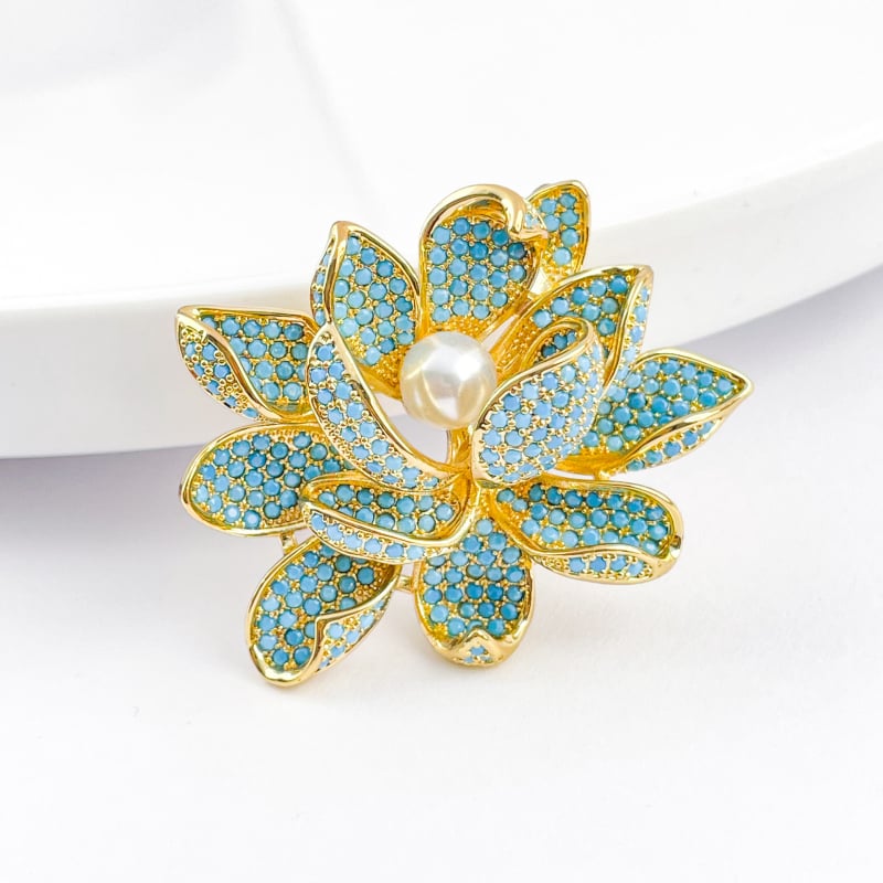 Καρφίτσα από χαλκό Huili, με σχέδιο λουλουδιού, υψηλής κατηγορίας, ηλεκτροπλατίωση