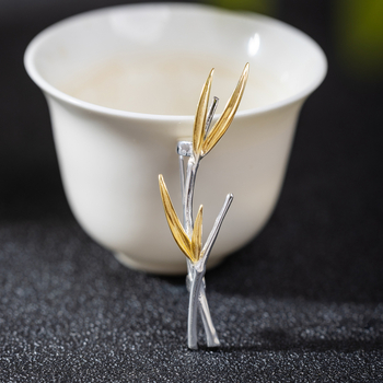 Καρφίτσα S925 Ασήμι, Αρχικός Σχεδιασμός, Εθνοτικό Στυλ, Φύλλο σχήματος, Ηλεκτροπλατιωμένη