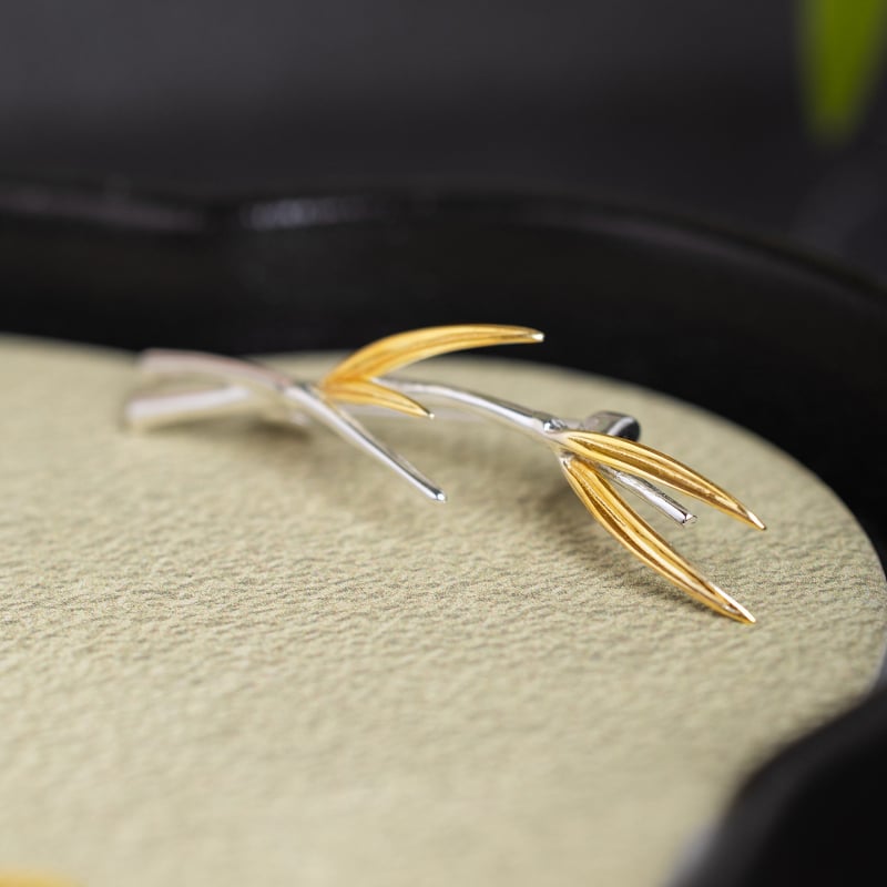 Καρφίτσα S925 Ασήμι, Αρχικός Σχεδιασμός, Εθνοτικό Στυλ, Φύλλο σχήματος, Ηλεκτροπλατιωμένη