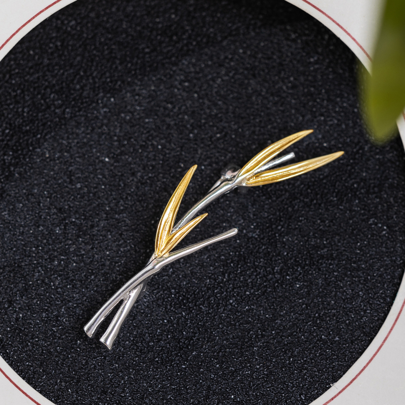 Καρφίτσα S925 Ασήμι, Αρχικός Σχεδιασμός, Εθνοτικό Στυλ, Φύλλο σχήματος, Ηλεκτροπλατιωμένη