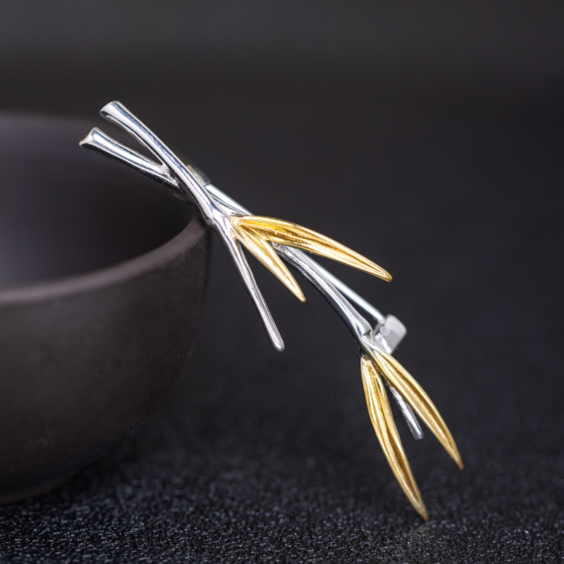 Καρφίτσα S925 Ασήμι, Αρχικός Σχεδιασμός, Εθνοτικό Στυλ, Φύλλο σχήματος, Ηλεκτροπλατιωμένη