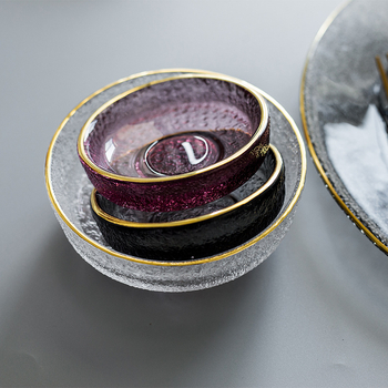 Farfurie circulară din sticlă, în stil nordic, pentru steak occidental și fructe, suprafață creativă cu pictură manuală, necompatibilă cu microunde, gata pentru a fi oferită