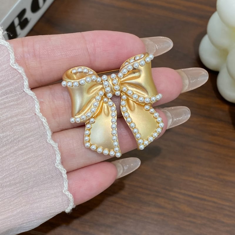 Broșă cu fundă din cupru pentru femei, placare electrochimică, stil dulce, accesoriu decorativ