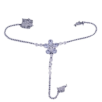 Deréklánc és testlánc kör alakú kristályokkal – egzotikus női ékszer, geometriai dizájn, elektroplakálás, fehér kristály