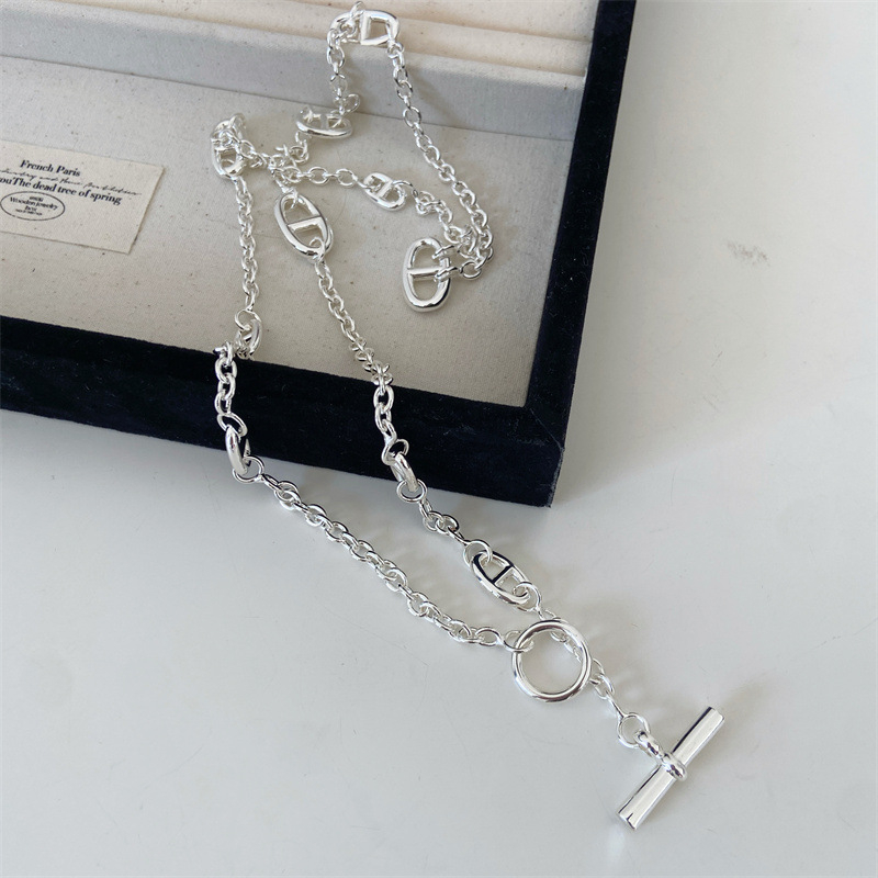 Ogrlica Pig Nose Chain - Bakreni lanac, Privjesak od legure, Elektroplatirano