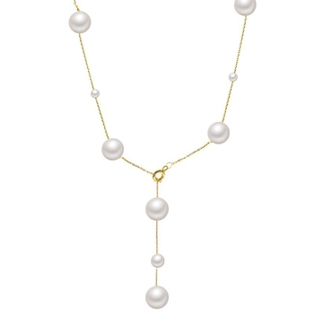 Colier din argint 925 cu perle Baby's Breath și lanț cu cruce (Material: argint 925; Placare: placare cu aur real; Pandantiv: argint 925; Stil: lux ușor)