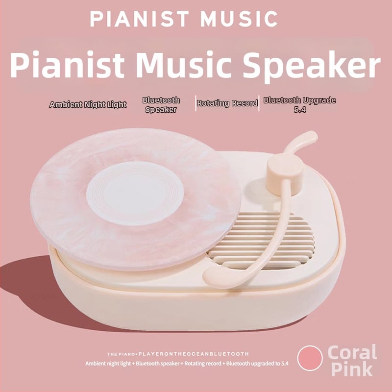 Pianisto Bluetooth garsiakalbis su įmontuota ambientinės šviesos funkcija, 5W, Bluetooth 5.3, baterija 1200-2000 mAh, dažnių diapazonas 30 Hz-15 kHz, veikimo nuotolis 10 m