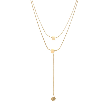 Colier dublu strat, cu formă pătrată geometrică din cupru, cu lanț șarpe, pentru femei