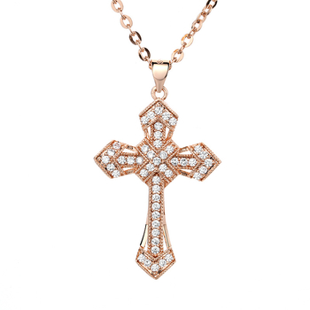 Hosszú láncos kereszt medálos nyaklánc fehér rézből, XL053, őszi 2021 (Anyag: White copper; Márka: Zhen Xin; Modell: XL053; Szezon: őszi 2021)