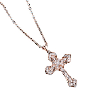 Hosszú láncos kereszt medálos nyaklánc fehér rézből, XL053, őszi 2021 (Anyag: White copper; Márka: Zhen Xin; Modell: XL053; Szezon: őszi 2021)