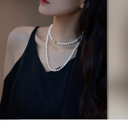 Огърлица от естествени пресноводни перли за жени — многослойна геометрична огърлица с шахматен мотив, персонализируема