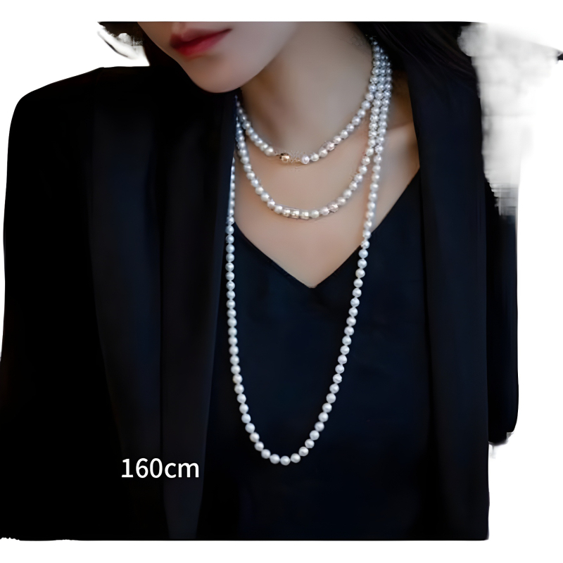 Огърлица от естествени пресноводни перли за жени — многослойна геометрична огърлица с шахматен мотив, персонализируема