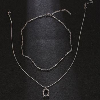 IMI női nyaklánc dupla réteg kulcscsonti lánccal, titánacél, INS stílus, polírozott felület, 2025 tavaszi megjelenés