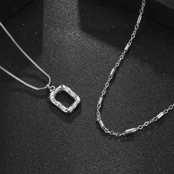 IMI női nyaklánc dupla réteg kulcscsonti lánccal, titánacél, INS stílus, polírozott felület, 2025 tavaszi megjelenés