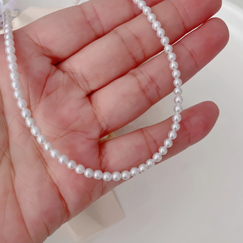 Κολιέ με φρέσκα μαργαριτάρια, σχεδόν στρογγυλά 3-4 mm, αλυσίδα από ασήμι 925, μινιμαλιστικό κομψό σχέδιο, φθινόπωρο 2025