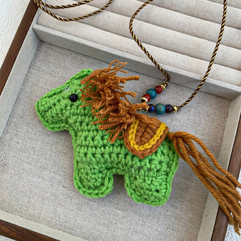 Текстилен пуловерен синджир с дълго колие и понито в стил карикатура, унисекс, код 23336, удължител 11 cm, есен 2025