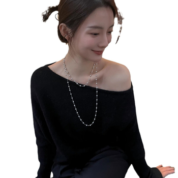 Ogrlica od umjetnih perli, ručno izrađena, geometrijski oblik, križni lanac, stil laganog luksuza.