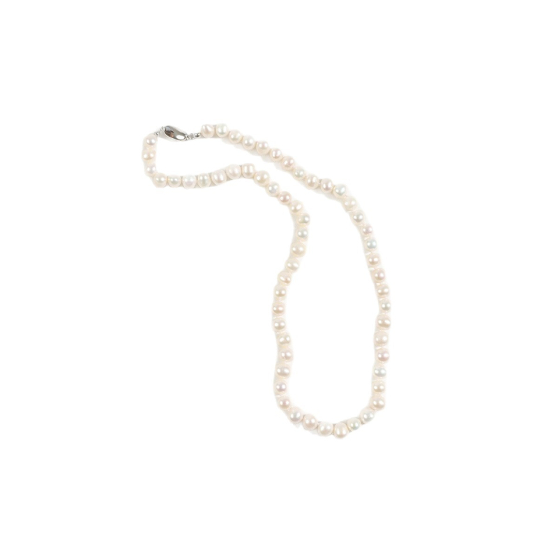 Κολιέ από γλυκού νερού μαργαριτάρια, σχεδόν σφαιρικά, 925 ασήμι, προέλευση Ζουτζι