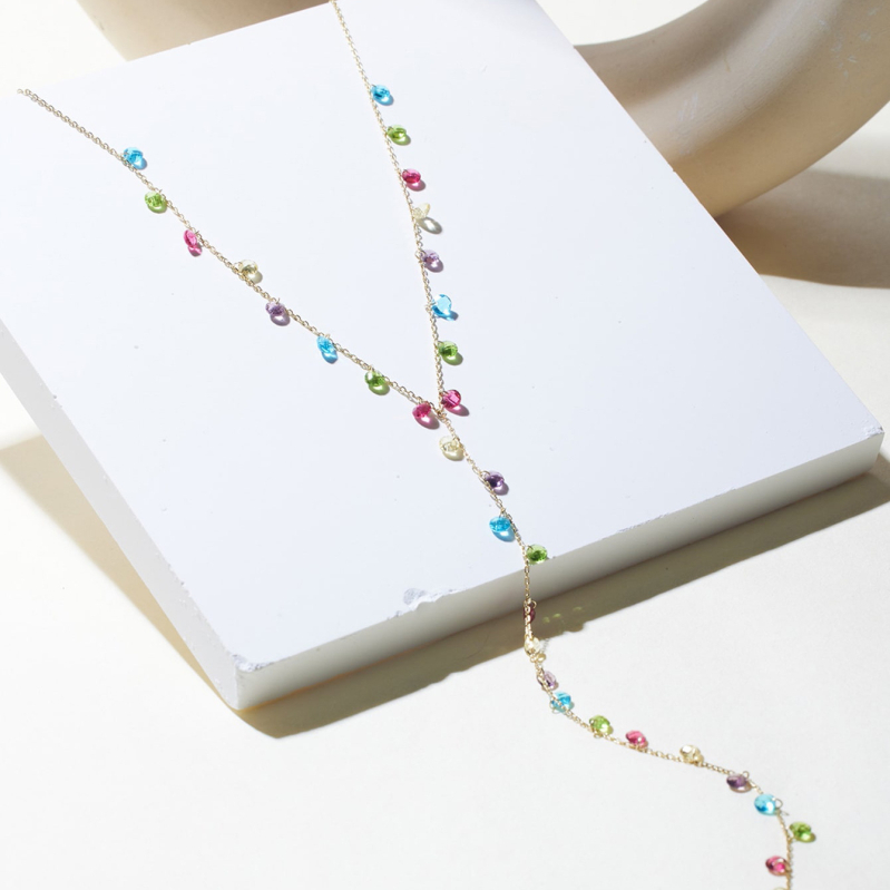 Колие с Y-образна форма, от 925 сребро, изкуствен цирконий, геометричен стил, електроплакиране