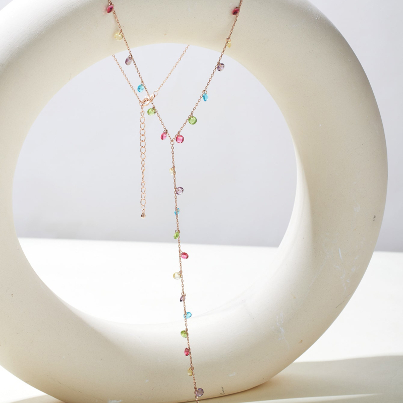 Колие с Y-образна форма, от 925 сребро, изкуствен цирконий, геометричен стил, електроплакиране