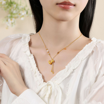 Ogrlica od srebra 925 s talismanom novčića, resicama i ukrašenim kamenjem, za žene, kineski stil, Nova godina, dugačak lanac za džemper