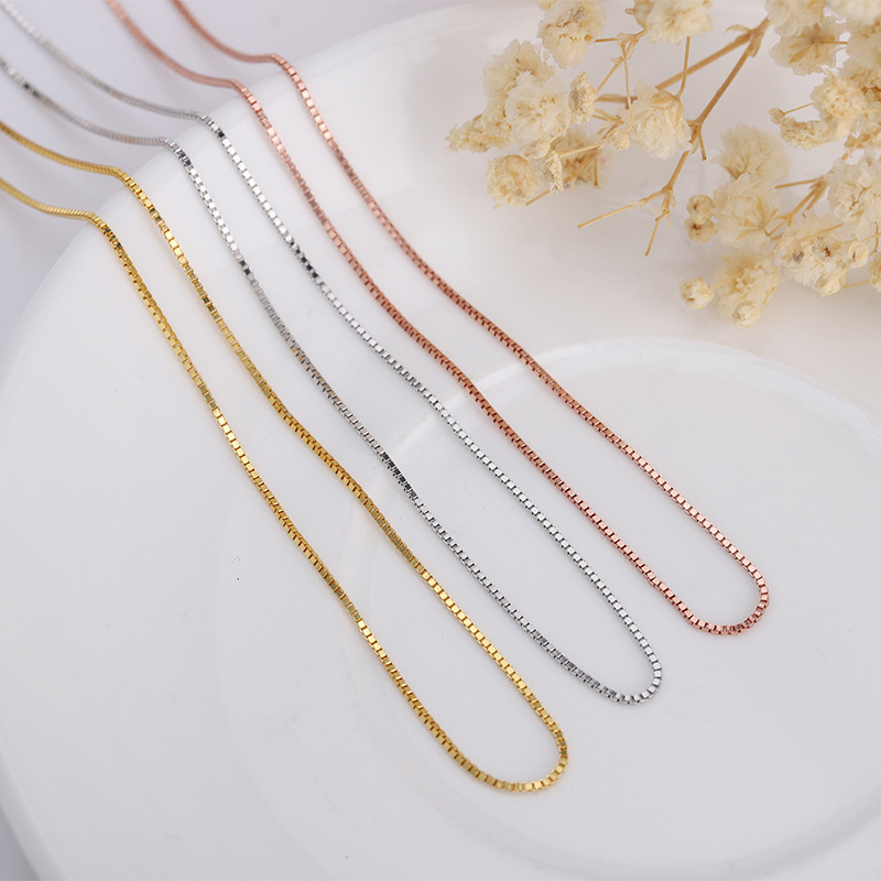 Box lanac od srebra 925, privjesak s igličastim tipom, duljina 40–55 cm, DIY privjesak s malom rupom