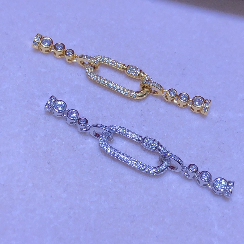 Perlų vėrinys su ištiestu pilno deimantų sujungimo užraktu, 925 sidabras, elektroplatinimas, Žiema 2025