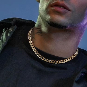 Cuban ogrlica od nehrđajućeg čelika s 18K zlatnim premazom, unisex, duljina 51–60 cm, težina 8 g, privjesak od titan čelika