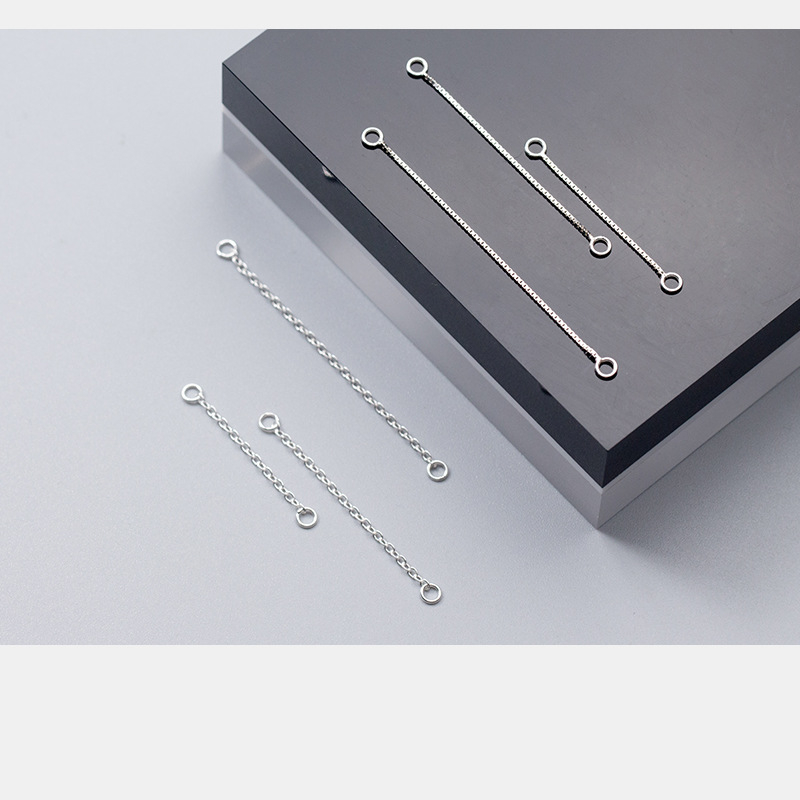 S925 ezüst box lánc O-gyűrűs fülbevalókhoz, DIY ékszerkiegészítő S0246