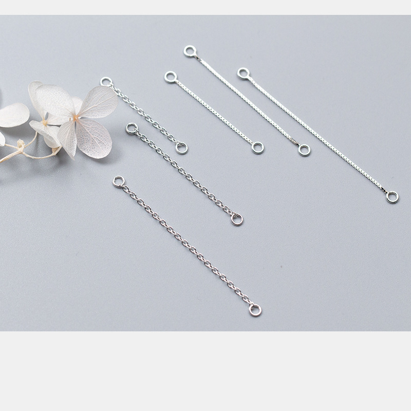 S925 ezüst box lánc O-gyűrűs fülbevalókhoz, DIY ékszerkiegészítő S0246