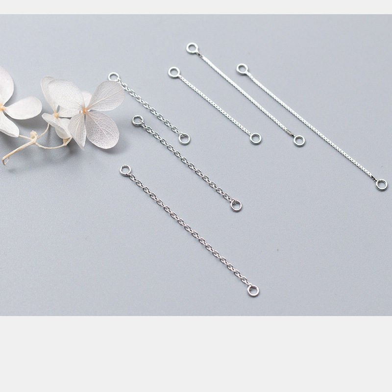 S925 ezüst box lánc O-gyűrűs fülbevalókhoz, DIY ékszerkiegészítő S0246