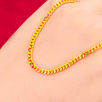 Sárgaréz nyaklánc O-lánccal, geometrikus forma, sárgaréz medállal