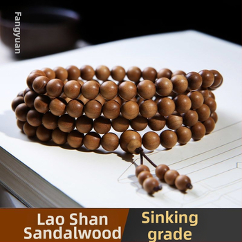 Sandelipuust mala ar 108 helmiga, unisex kaelakee, klassikaline stiil, poleeritud viimistlus