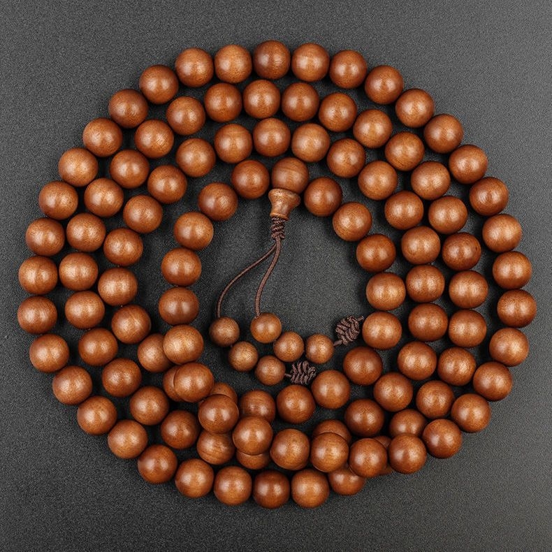 Sandelipuust mala ar 108 helmiga, unisex kaelakee, klassikaline stiil, poleeritud viimistlus