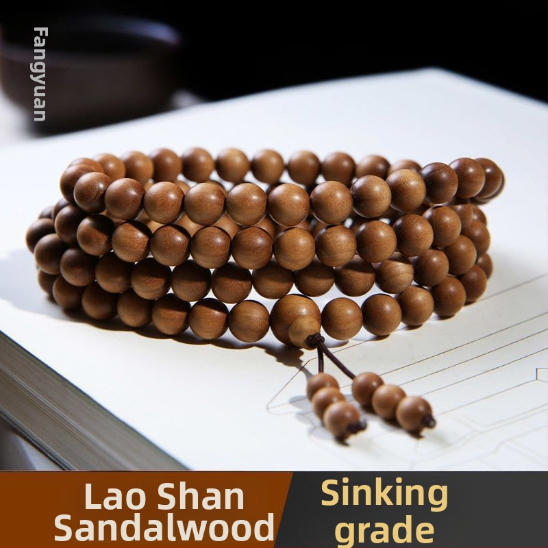 Sandelipuust mala ar 108 helmiga, unisex kaelakee, klassikaline stiil, poleeritud viimistlus