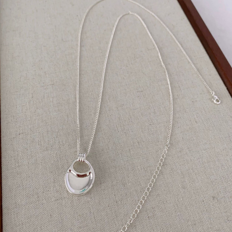 Colier cu pandantiv geometric din cupru, placat electroplatinat, lanț obișnuit