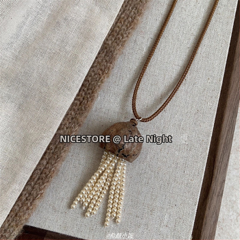 Дълго колие от цинкова сплав за жени, зодиакален знак, корейски стил, есенно издание 2025