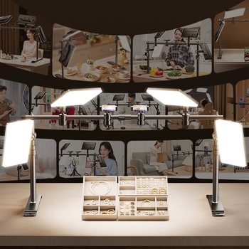 Lumină LED de umplere pentru fotografierea bijuteriilor - iluminator de birou pentru studio, cu 3 setări de temperatură și putere 10-50W