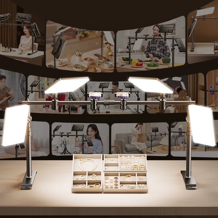 Lumină LED de umplere pentru fotografierea bijuteriilor - iluminator de birou pentru studio, cu 3 setări de temperatură și putere 10-50W