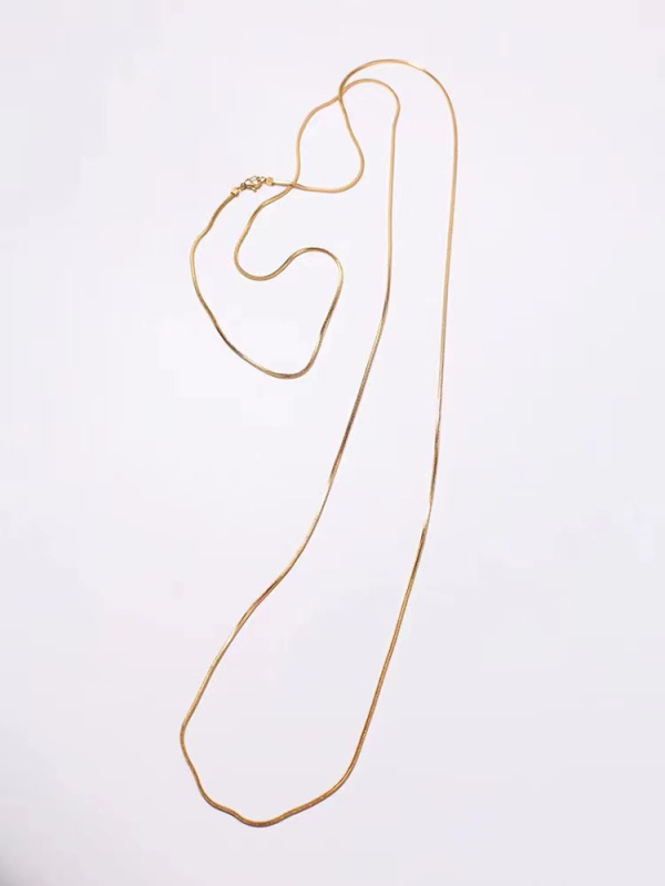 Réz nyaklánc elektroplatott bevonattal, kígyócsont lánc, U-formájú geometria, nőknek