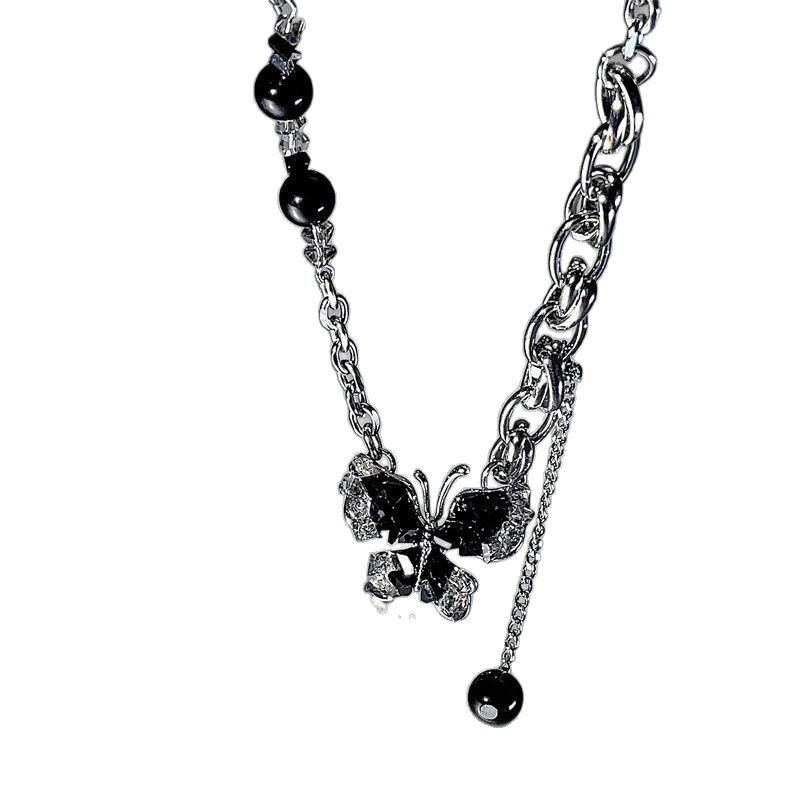 Colier lung pentru pulover - stil retro, design geometric, oțel titan, placare electrolitică