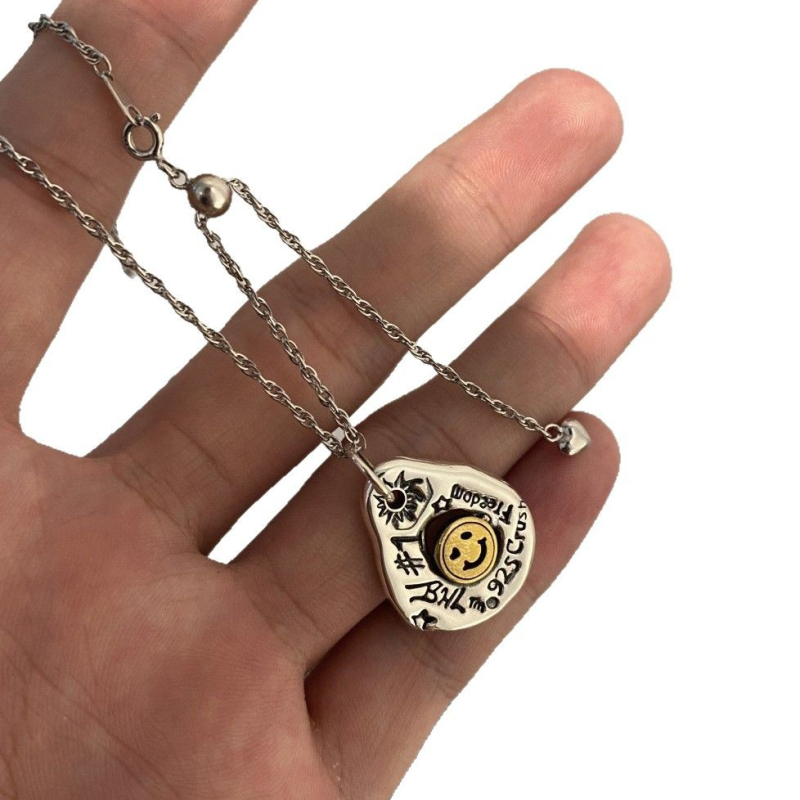 Ogrlica od srebra 925, talijanska rebrasta lančana ogrlica u stilu Chopard, privjesak od srebra 925, ručna izrada, unisex