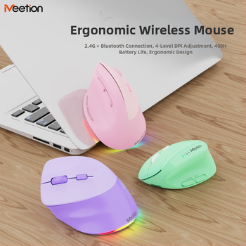 Ergonomická vertikálna bezdrôtová myš s dvojmódovým nabíjaním, 2400 DPI, 6 tlačid, kompatibilná s desktopom, notebookom, All-in-One a tabletom