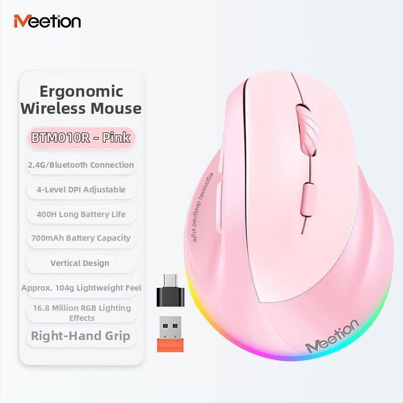 Ergonomická vertikálna bezdrôtová myš s dvojmódovým nabíjaním, 2400 DPI, 6 tlačid, kompatibilná s desktopom, notebookom, All-in-One a tabletom