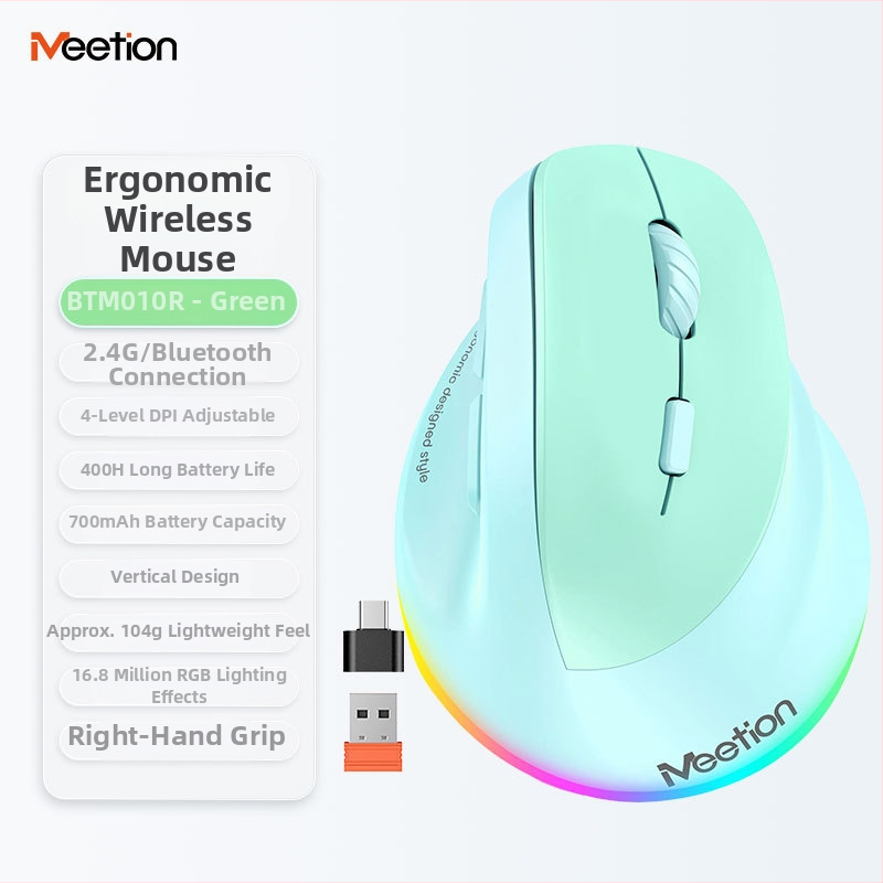 Ergonomická vertikálna bezdrôtová myš s dvojmódovým nabíjaním, 2400 DPI, 6 tlačid, kompatibilná s desktopom, notebookom, All-in-One a tabletom