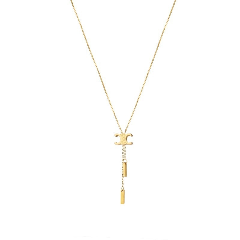 Ogrlica Arc De Triomphe Double C od titan čelika, euro-američki stil, elektroplatirano, unisex