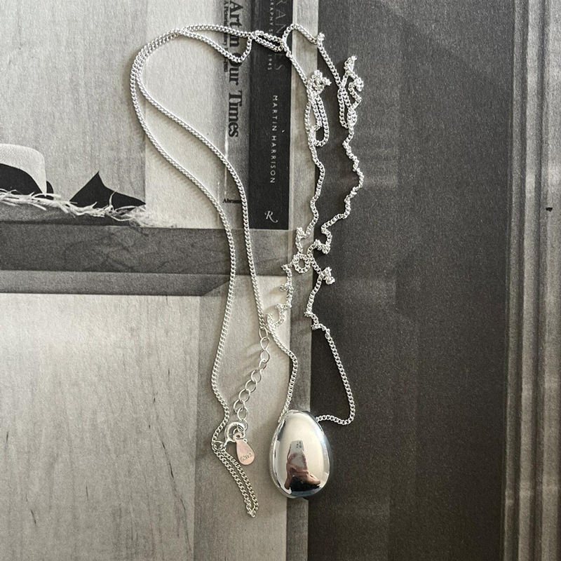 Maysika S925 ezüst nyaklánc – csepp alakú, oldalsó lánccal, hossz 71–80 cm