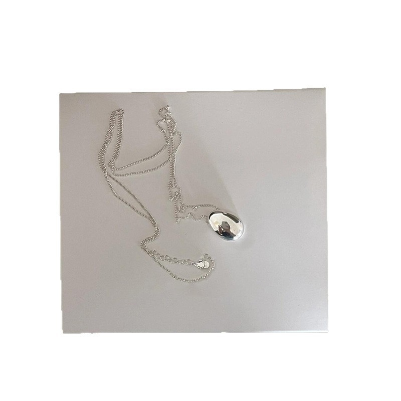 Maysika S925 ezüst nyaklánc – csepp alakú, oldalsó lánccal, hossz 71–80 cm