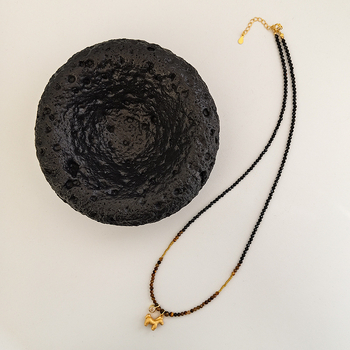 925 ezüst lómedállal ellátott nyaklánc, gyöngy lánccal, kézzel készített, állatövi motívum