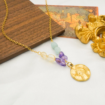 Geometriai rozsdamentes acél nyaklánc aranyozott bevonattal, szabványos lánc, 6 g